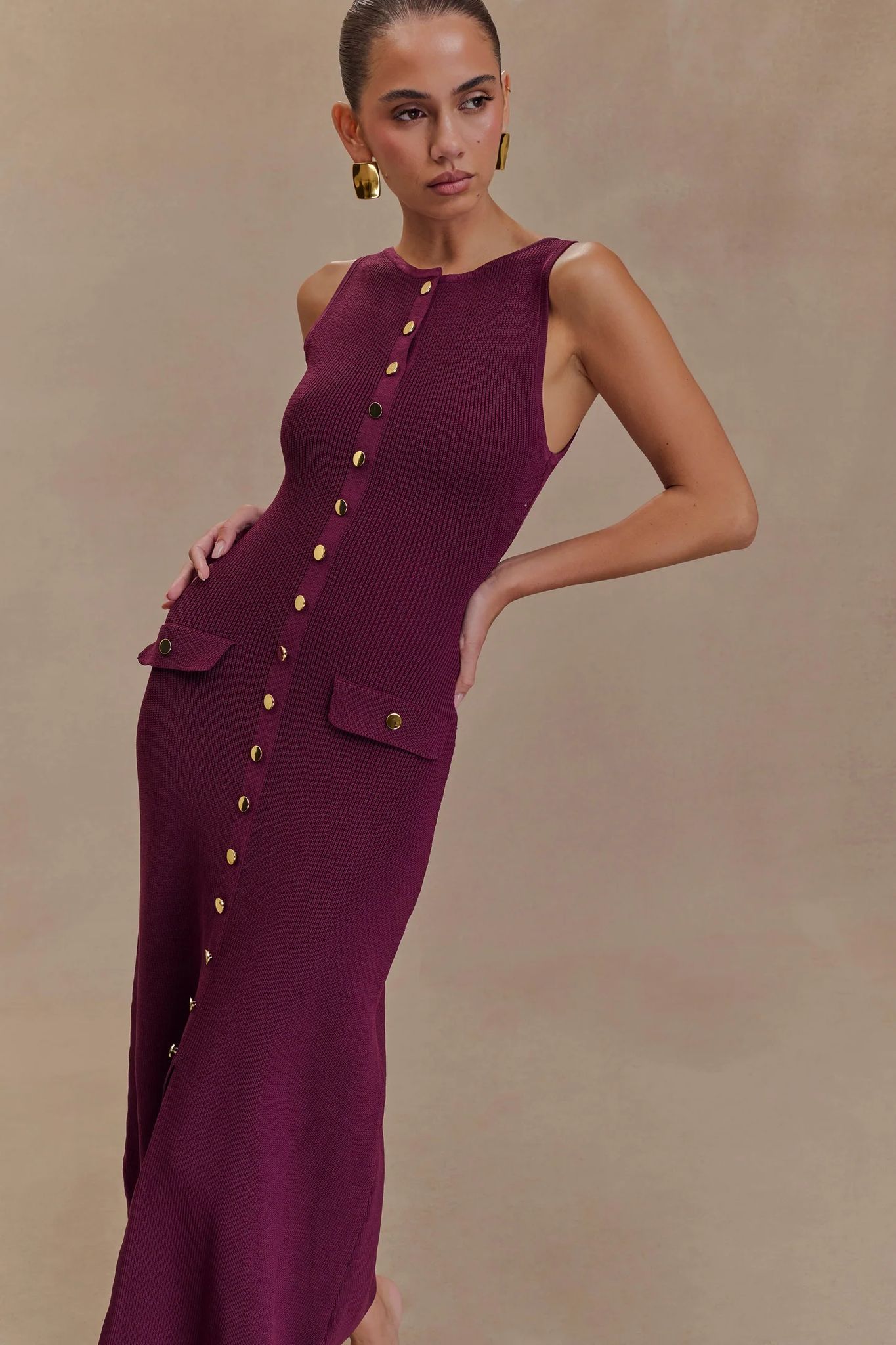 Sleeveless Buttoned Maxi Dress