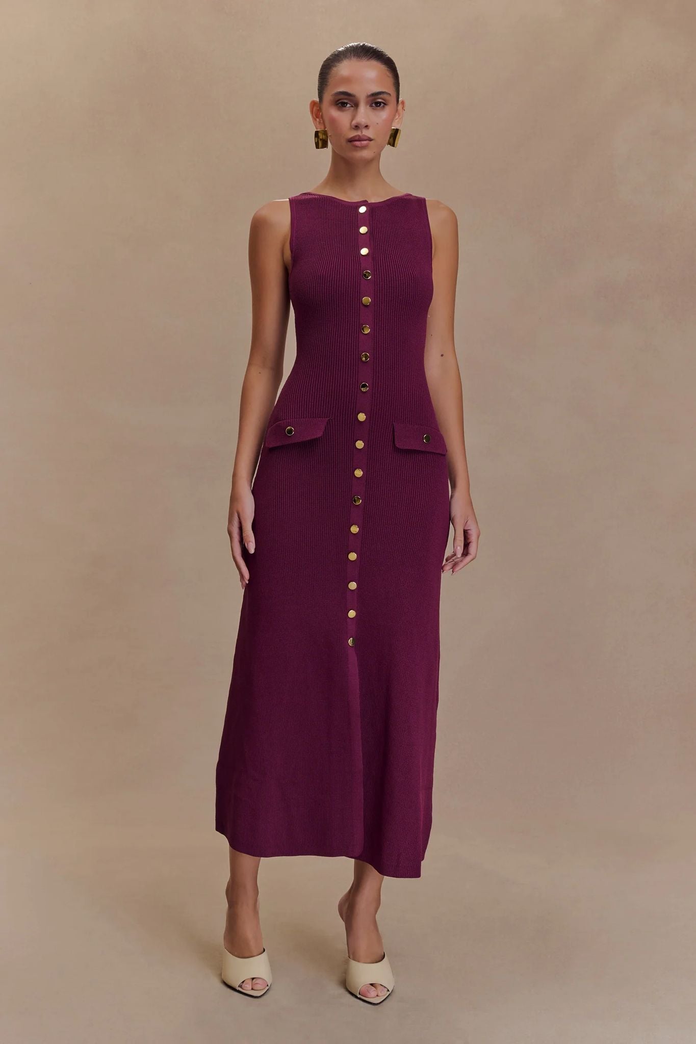 Sleeveless Buttoned Maxi Dress