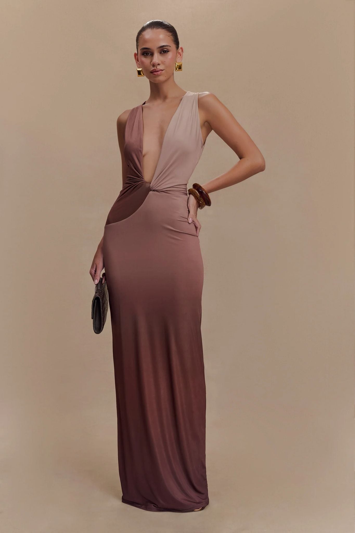 Draped Slinky Maxi Dress