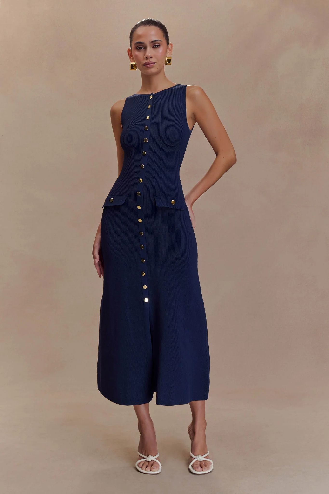 Sleeveless Buttoned Maxi Dress