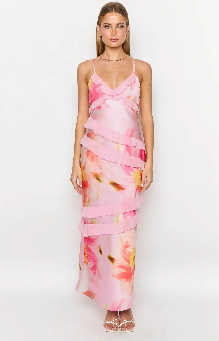 Floral Print Ruffle Dress